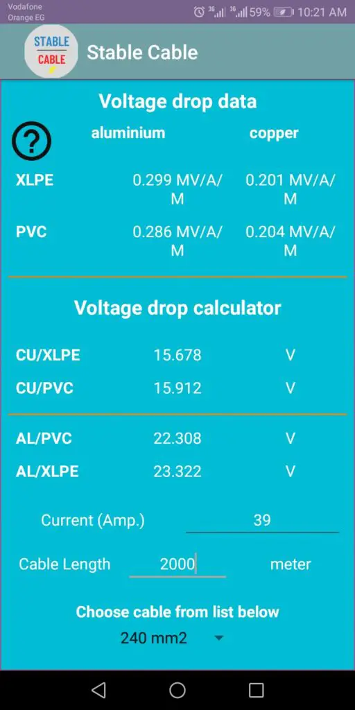 voltage drop calculator using tables
