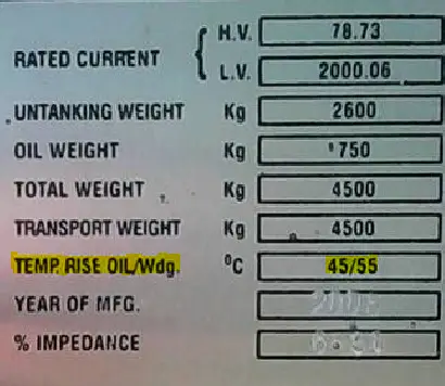 transformer oil temperature rise